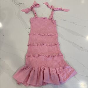 Katie J NYC Girls Small Pink Smocked Mini Dress